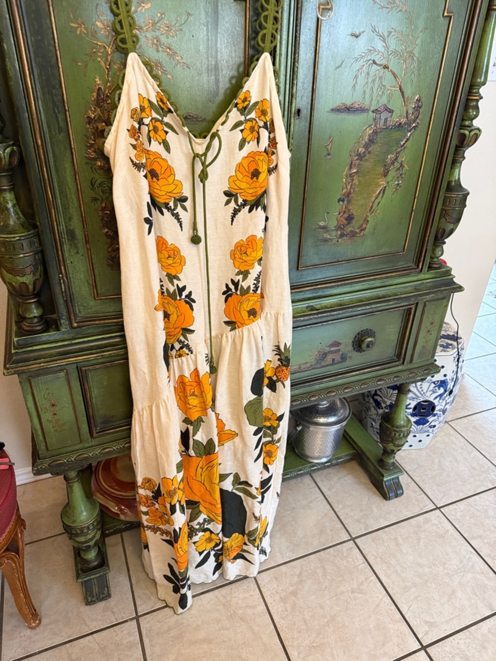 FARM Rio Cream Maxi Dress with Bold Yellow Floral Print